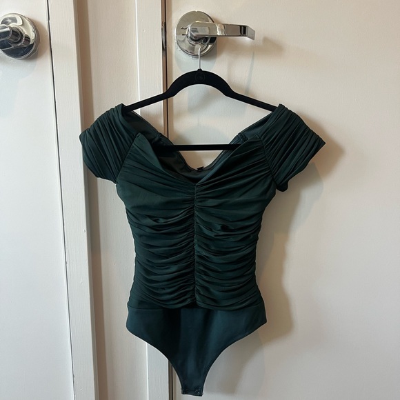 Express Tops - Express Dark Green Bodysuit